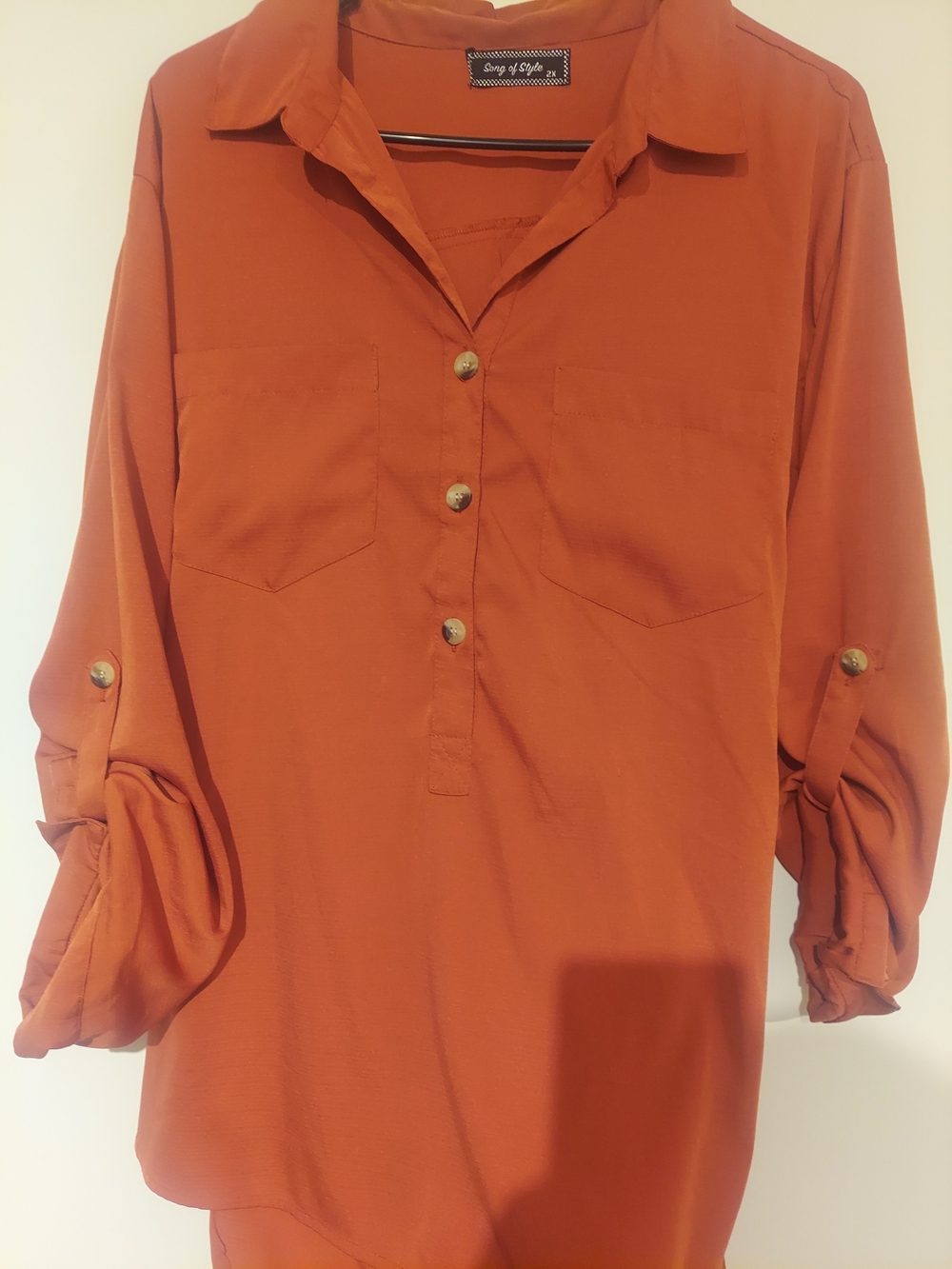 Song of Style Rust Button-Front Shirt